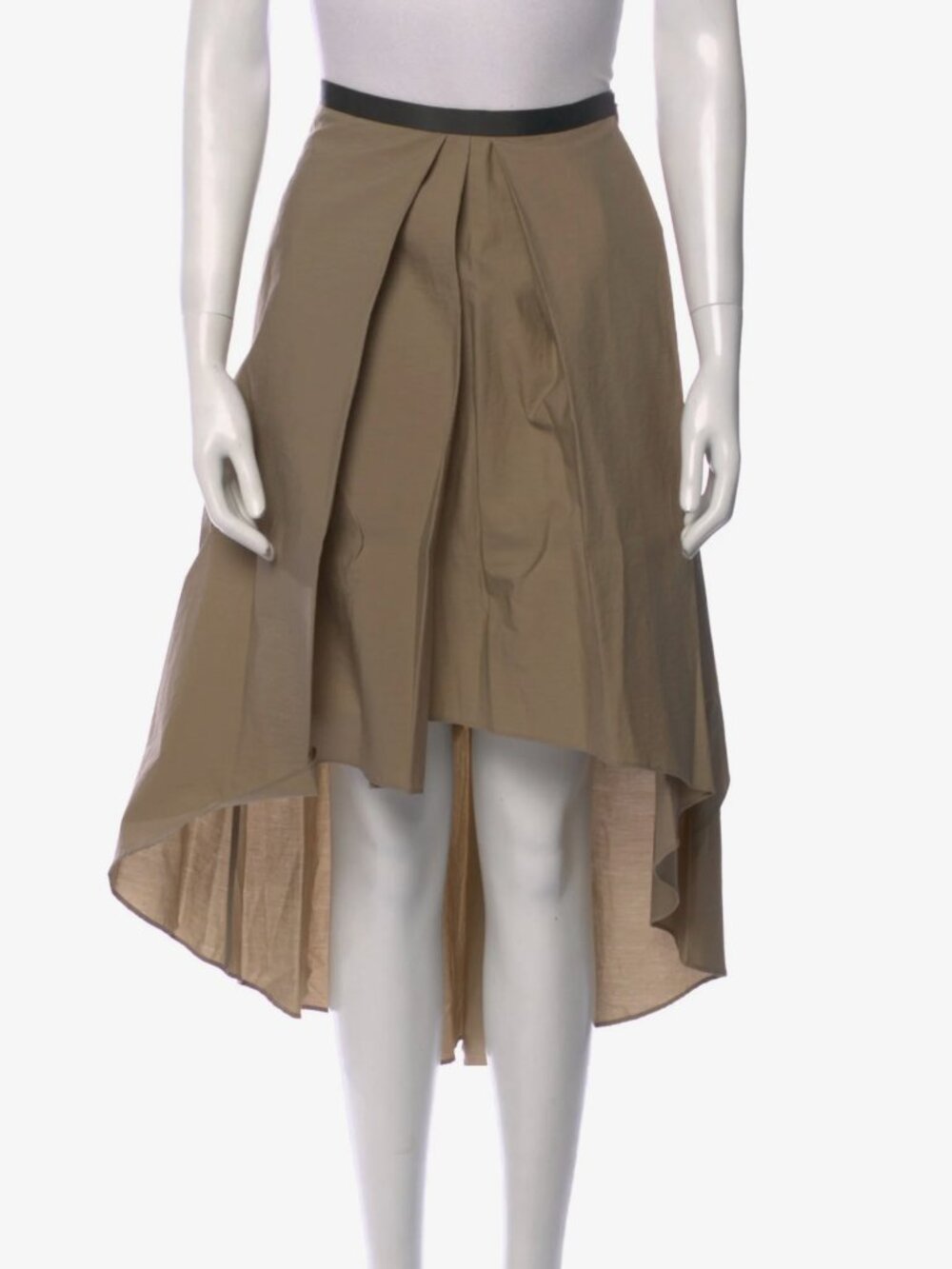 Brunello Cucinelli  Grosgrain Trim Midi Length Skirt  Neutrals | Size: XS